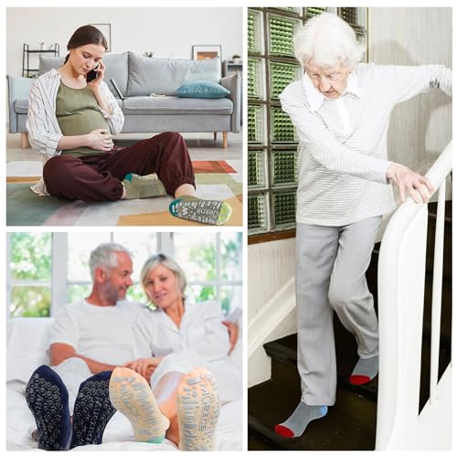 Muezna Non Slip Yoga Socks for Women, Anti-Skid Pilates, Barre, Hospital Socks with Grips, Size 5-103