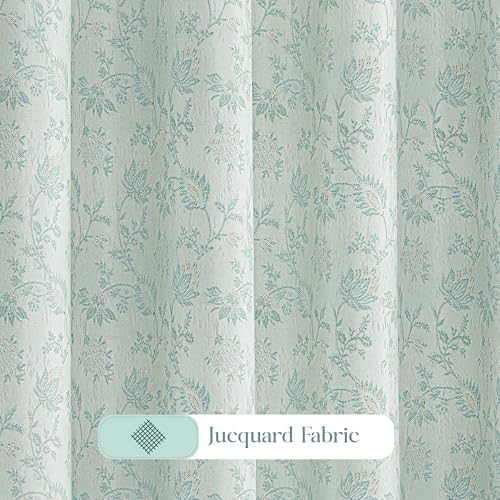 Image of Yellow Weaves 2 Pcs Jacquard Botanical Eyelet Long Door Curtain - Perfect for Home, Office, Bedroom, Living Room & Balcony - 7 Feet (Sky Blue)