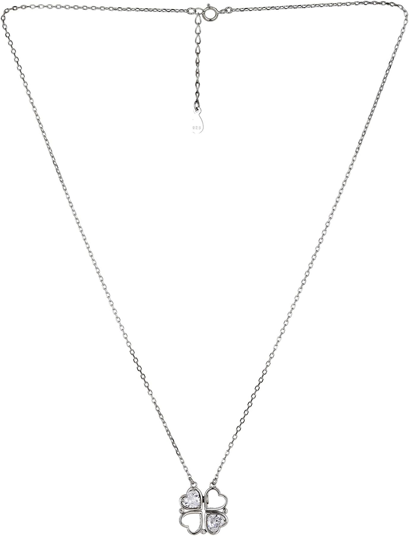 Silvermark: Valuable Forever Four Heart Two Stone Pendant