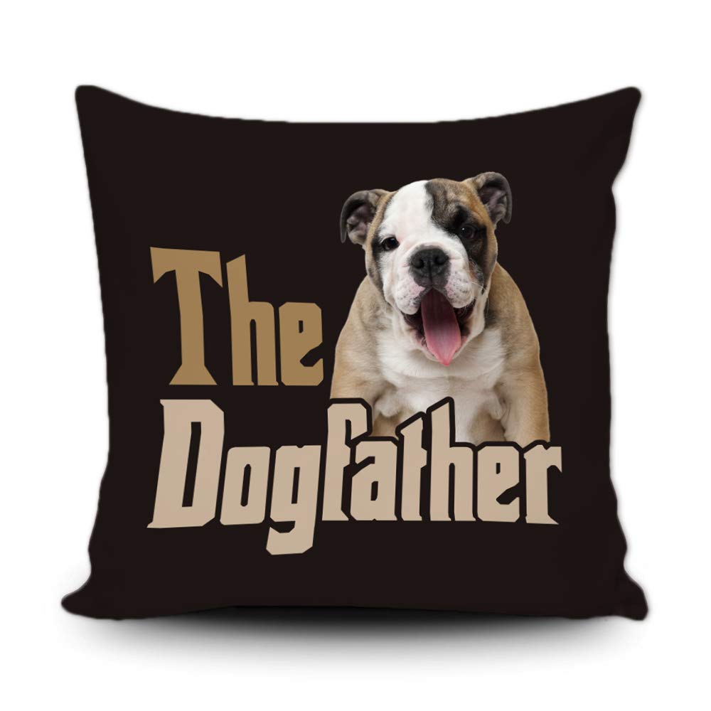 BAGEYOU Federa per cuscino con scritta Dog's Love to You, motivo: Bulldog americano, con baci e cuori, decorazione per la casa, in cotone e lino, 40 x 40 cm