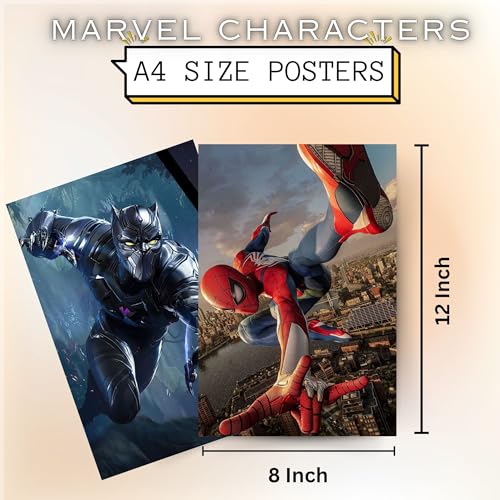 Image of Posters Inc Posters Set of 12 | A4 Size 300 GSM Paper Wall Posters with Glue Dots | Wall Decor for Bedroom, Living Room, Home Decoration Items, Gifts for Men, Boys & Friends