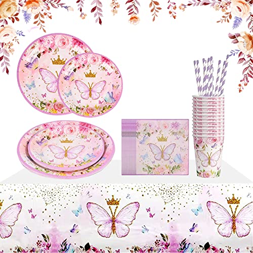DIWULI Geburtstagsdeko Für 7 Jahre – Rosa Schmetterling Ballon-Set Mit Zahl 7 & Happy Birthday Luftballons