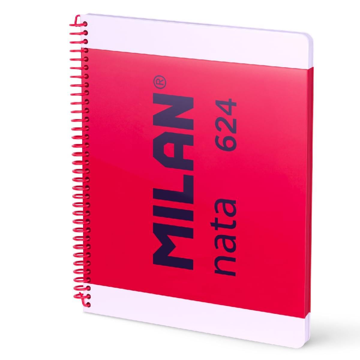 MILAN® Nata® 624 Since 1918 A4 Spiral Notebook 80 Sheets White 95gsm Pink