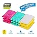 Smart Design Non Scratch Scrub Sponge with Bamboo Odorless Rayon Fiber - Set of 9 - Ultra Absorbent - Soft and Scrubber Side - Cleaning, Dishes, and Hard Stains - Vibrant - Yellow, Green, Pink