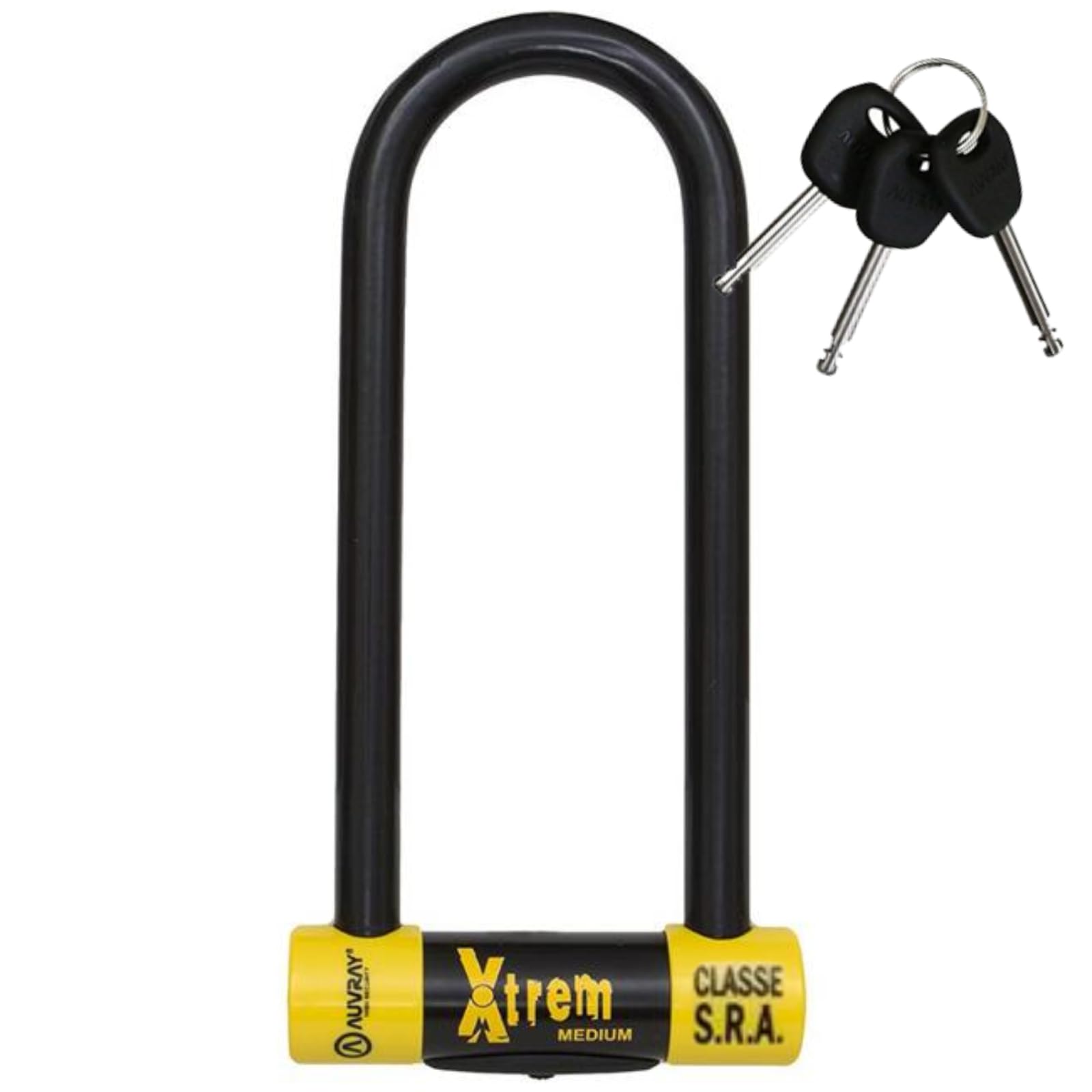 AUVRAY Antivol U Moto SRA XTREM Medium 85x250 mm – Haute Sécurité Double Verrouillage – Acier Cémenté 18 mm – Antivol Moto Scooter Homologué Assurance