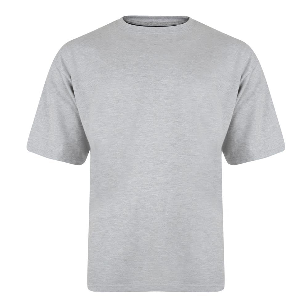 Kam Men's Grey Big Size Pure Cotton/Cotton Rich Plain Tee Shirt In In 4XL