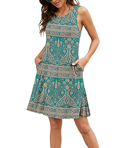 Image of Summer Dresses for Women Casual Sleeveless Swing Sundress with Pockets