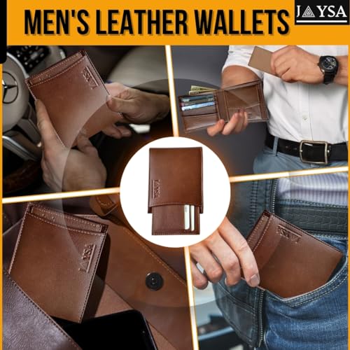 Jaysa Wallet for Men-Genuine Leather-Handmade Real Leather Wallet -Slim Minimalist Front Pocket-Grain Leather Wallet for Men (Woody Tan)2