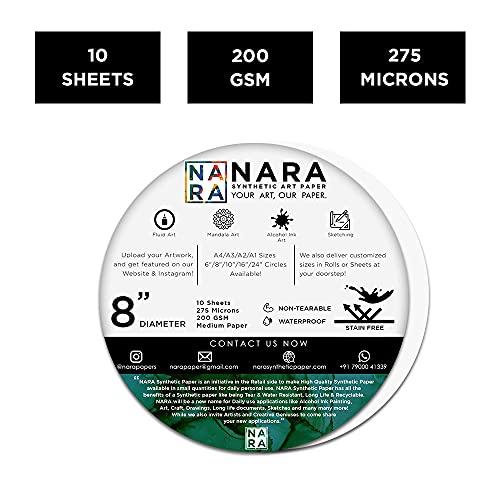 Papel de tinta de alcohol blanco circular de 8 pulgadas y 200 GSM NARA 2