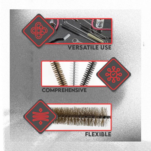 Image of 3 Piece Set of 16-Inch Tube Cleaning Brushes Copper, Stainless, Nylon for Various Surface Use (1.5-Inch Diameter)