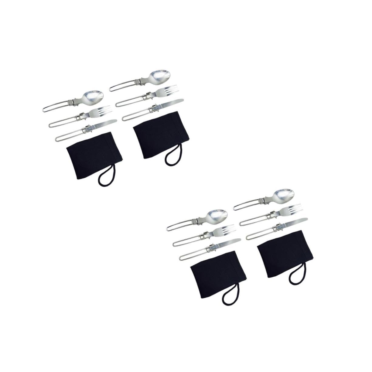 HANABASS 4 Set Pz Pieghevoli Inossidabile Forchette e Cucchiai per Picnic Utensili Compatti e Riutilizzabili per Viaggi e Attività