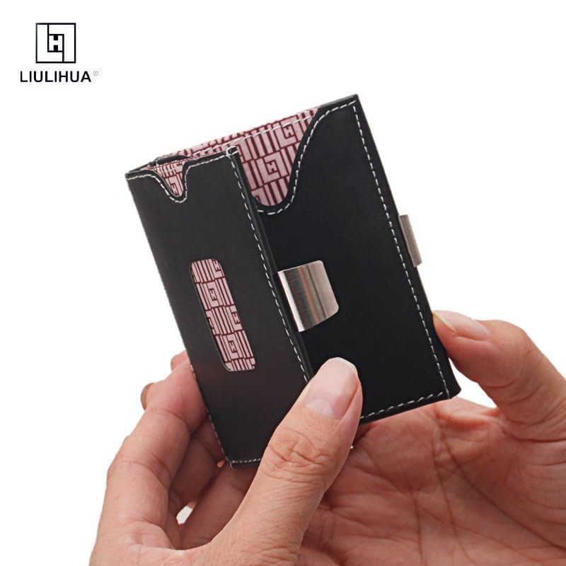 Image of LLH Leather Trifold Wallet - RFID Blocking with Stainless Steel Locking Clip Wallet, Minimalist Front Pocket RFID Blocking Credit Card Holder (green-D)