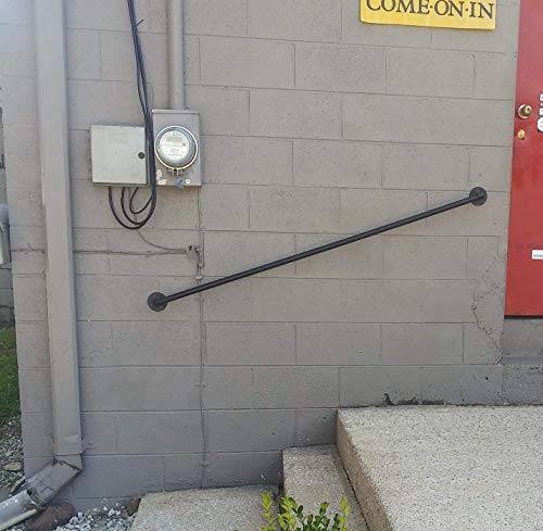 image for Hanone Wall Handrail 5ft Section for Stairs Steps -Dark Iron-Easy Inst