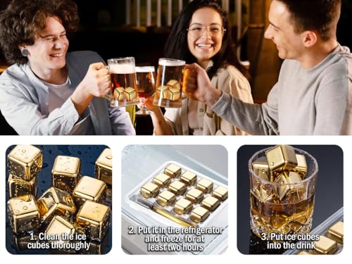 12 Cubos de Hielo Reutilizables de Acero Inoxidable miniatura 4