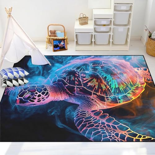 Sea Turtles Rugs - Seafloor Turtle Area Rugs for Kids 3'×5' Ocean Life Turtles Carpet Rugs for Bedroom Living Room Kids Room Decor Indoor Outdoor