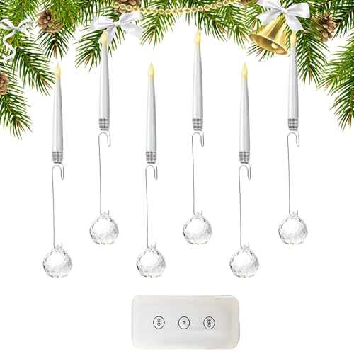 クリスマスツリー用クリップキャンドル - 炎なし LED キャンドル 装飾ライト | リモコン付き6個パーティーデコレーション シェルフ ウィンドウ 壁 ファイヤープレイス 屋内 屋外 ガーデン
