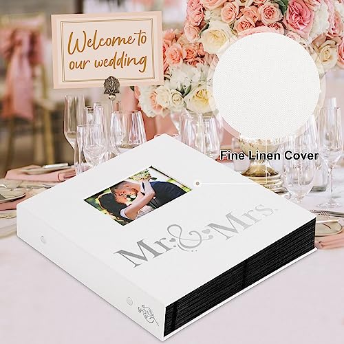 Lanpn-Wedding-Photo-Album-4x6-600-Pocket-Photos-Slip-in-Linen-Cover-Large-Capacity-Newlywed-Marriage-Window-Album-Hold-600-Horizontal-Vertical-Photos-Mr-Mrs-White