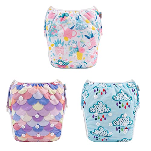 image for Babygoal Baby Girl and Boy Swim Diapers, Reusable Adjustable Washable 