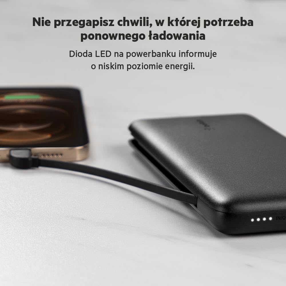 Belkin Przenośny powerbank i ładowarka BOOSTCHARGE Plus 10K (10 000 mAh ze zintegrowanymi kablami Lightning (MFI) i USB-C oraz dodatkowym portem ładowania USB-C) – czarny
