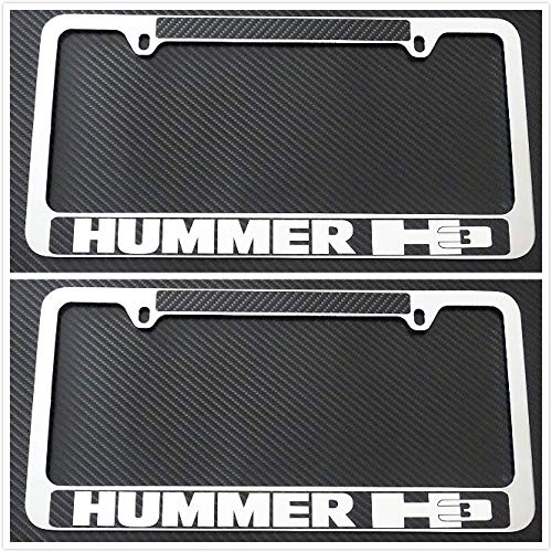 Tuesnut 2X Stainless Steel Carbon Fiber Vinyl License Plate Frame Covers Holder Screws Caps Rust Free for Hummer H3