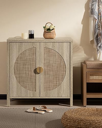 Sicotas Rattan Buffet Cabinet Set Of 2, Accent Sideboard Storage Cabinet With Adjustable Shelves thumb #3