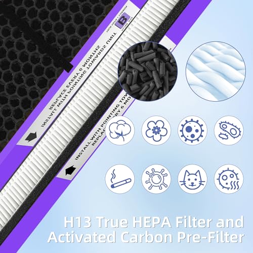 Image of 【Upgraded】FLT4850PT HEPA Filter B Pet Replacement Compatible with G-Guardian Air Purifier AC4825 AC4825E AC4300 AC4800 AC4900 AC4850,2 True H13 HEPA with Activated Carbon Filter+8 Pre-Filters,#FLT4825