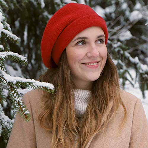 fiebig Knitted Basket with Envelope | Beret in One Size Wool Mix | Warm Wool Basque in Many Colours - Blue - One size - Image 4