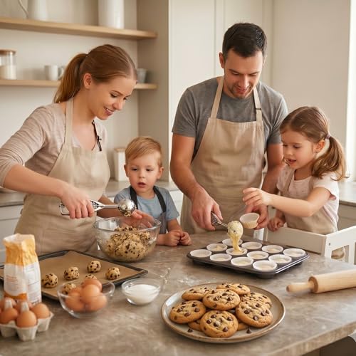 Image of Ice Cream Scoop, 3Pcs Cookie Scoop Set, Stainless Steel Ice Cream Scooper with Trigger Release, Large /Medium /Small Cookie Scooper for Baking, Cookie Scoops for Baking Set of 3 with Cookie Dough Scoop