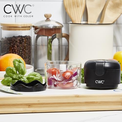 COOK WITH COLOR Wireless Food Chopper - Effortlessly Chop, Perfect for Garlic, Ginger, Herbs, Chili, Minced Meat, Onions, 8 Oz, Black - Image 6