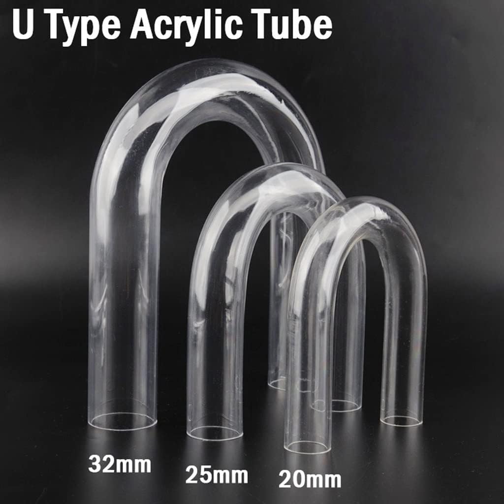 Aquarium Fish Tank U-Shape Air Tube Fittings - Clear Acrylic Pipe Elbow Connector for DIY Projects (O.D 20~32mm) - 1pc(O.D 32mm)
