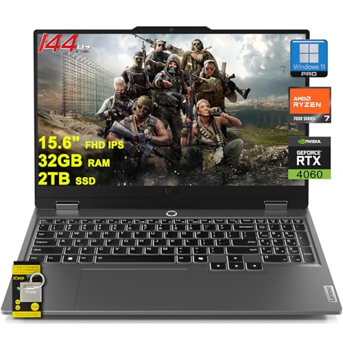 LOQ Gaming Laptop 15,6" FHD IPS 144Hz (100% sRGB G-SYNC) AMD Octa-Core Ryzen 7 7435HS (Beats i7-12650H) 32GB RAM 2TB SSD GeForce RTX 4060 retroilluminato Nahimic Rapid Charge Win11Pro w/ICP