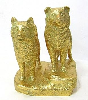 Amazon.co.jp: 富永直樹『タロ・ジロ（金箔）』ブロンズ像 銅像