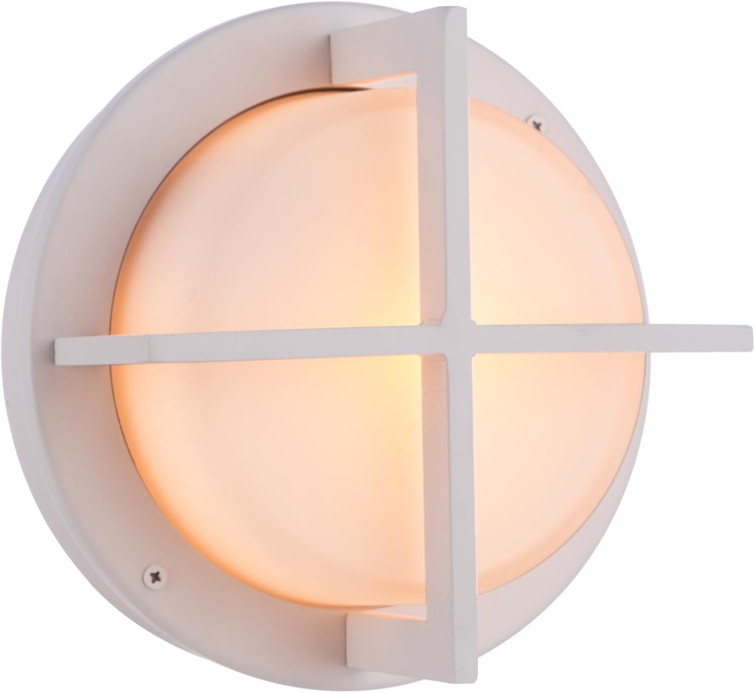 Craftmade Bulkhead Round 8 in. 1-Light Textured White Finish Outdoor Wall/Ceiling Mount with Frost White Glass