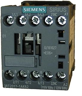 Siemens 3RT2017-1AK62 12 AMP, 3 Pole contactor with a 120 Volt AC Coil and 1 N.C. Base Contact
