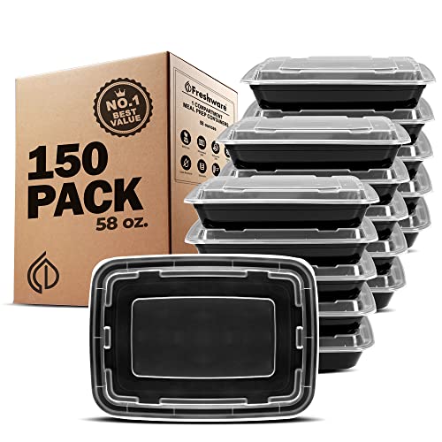 Freshware Meal Prep Containers [150 Pack] 1 Compartment Food Storage Containers With Lids, Bento Box, Bpa Free, Stackable, Microwave/Dishwasher/Freezer Safe (58 Oz) #TOP19