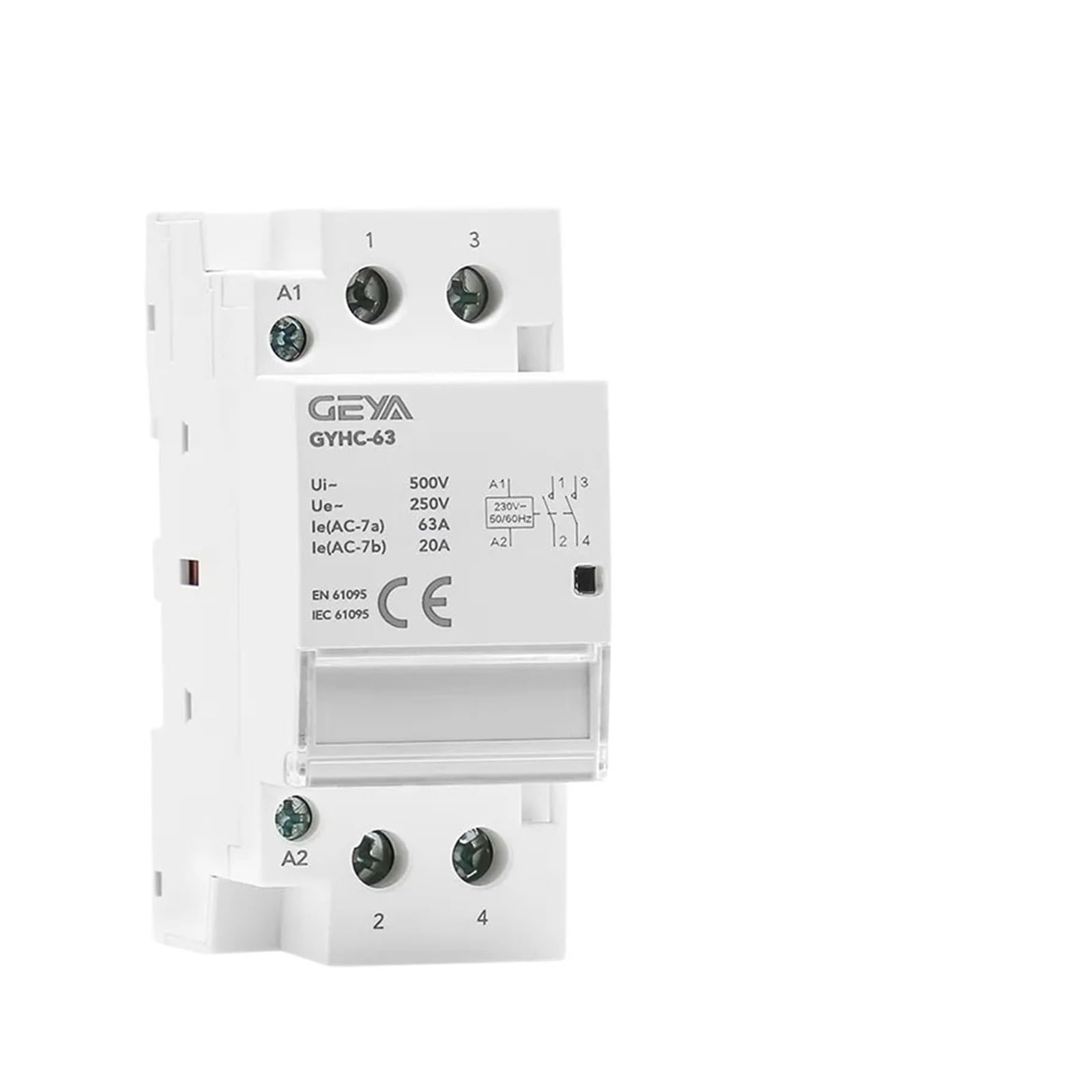 Contactor modular 2P 40A 63A 2NO o 2NC 1NO1NC Montaje en carril DIN AC220V 230V Automático(2P 63A 2NO 220V)