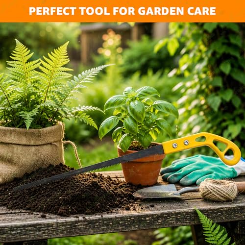 Image of Anandi Greens Heavy Duty Pruning Saw 35 cm Sharp Steel Blade Multipurpose Hand Saw for Branch Tree, Wood Cutting, Bamboo & Garden Pruning Gardening Mini Portable Hand Saw (Yellow)