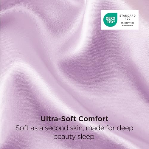 Image of Bedsure King Size Satin Pillowcase Set of 2 - Lavender Silky Pillow Cases for Hair and Skin with Envelope Closure, Similar to Silk Pillow Cases, Gifts for Women Men, 20x36 Inches, 2pcs
