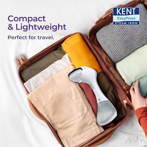Image of KENT Swift Handheld Garment Steamer 1300 Watts | Ideal for Fabrics like Sarees, Suits, Jackets etc |Ceramic Coated Steam Plate |Continuous Steam Up To 30 Minutes |20 G /Min Steam |260ml Detachable Tank