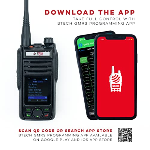Btech GMRS-PRO Ip67 Submersible Radio With Texting & Location Sharing, Gps, Bluetooth Audio, Compass, Noaa Weather Alerts, Dual Band (Vhf/Uhf) Scanner, Long Range Two-Way Gmrs Walkie Talkie thumb #1