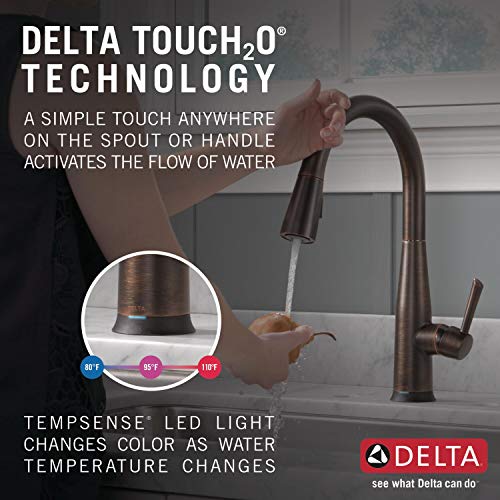 Image of Delta Essa Oil Rubbed Bronze Touch Kitchen Faucet with Pull Down Sprayer, Modern Single Hole Touch On Kitchen Sink Faucet, Single Handle, Venetian Bronze 9113T-RB-DST