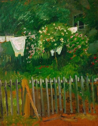 Toile Macke Blanchisserie dans le jardin affiche murale anti-reflet 60x90