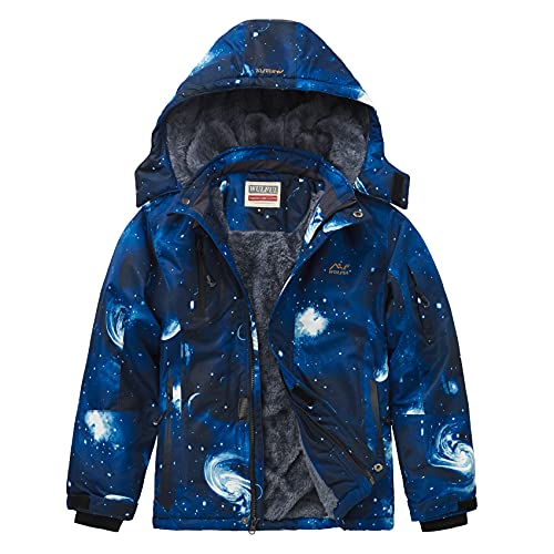 Image of WULFUL Boy's Waterproof Ski Jacket Warm Fleece Hooded Winter Snow Coat