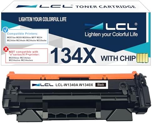 with Chip LCL 134X Black Toner Cartridge Replacement for HP 134A W1340A 134X W1340X Replacement for HP LaserJet M207dw M209 M209dw MFP M234 M234dw M234sdn M234sdw M235sdw (1-Pack)