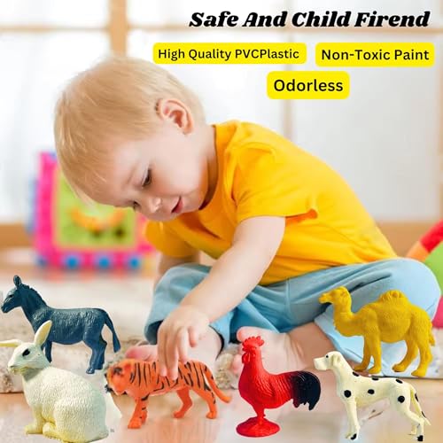 Image of PVC Forest Animal Figure Toy Set 20Pc MID Size Combo Unique Farm & Jungle Animal Figure Play Set Birthday Gifts Learning Educational Animal Toyset for Kids 3+ Made in India Unbreakable