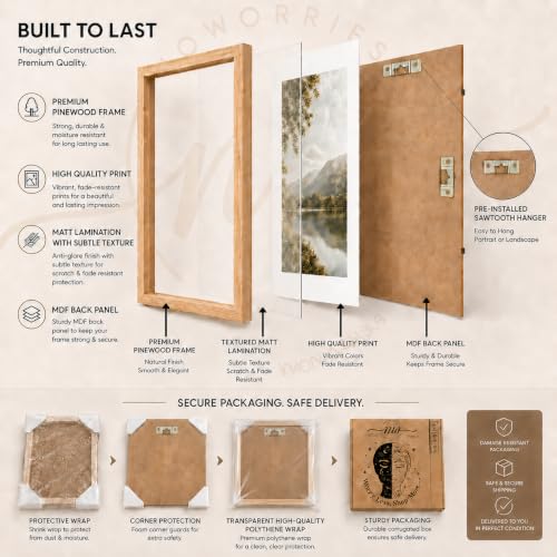 Image of NoWorries Aesthetic Wall Frames | Set of 6 Multicolor Modern Nature-Themed Art Prints | 17x25 Inches | Framed Posters for Home Decoration, Living Room & Bedroom | Contemporary Wall Art (ART-6)