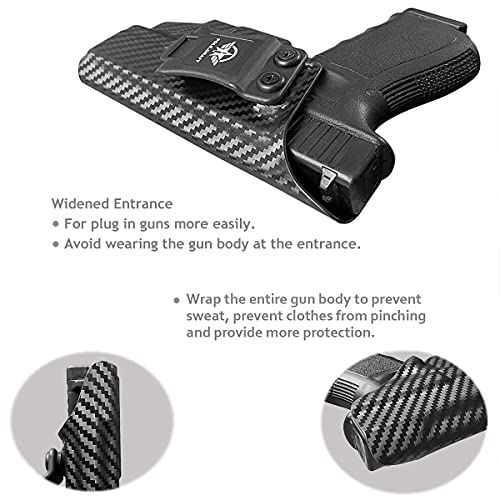 Glock 19 Holster, Carbon Fiber Iwb Kydex Holster For Glock 19 / Glock 19X / Glock 25 / Glock 44 45 (Gen 1-5) & Glock 23 32 (Gen 3-4) Pistol - Inside Waistband Carry Concealed Holster (Black, Right) #TOP5