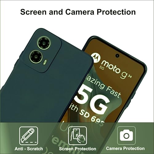 Image of SBMS Silicone Back Cover Case for Motorola Moto G34 5G / Moto G45 5G | Soft Micro-Fibre Lining Inside | Camera Protection Bump | Shockproof Back Cover Case for Moto G34 /G45 5G (Green)