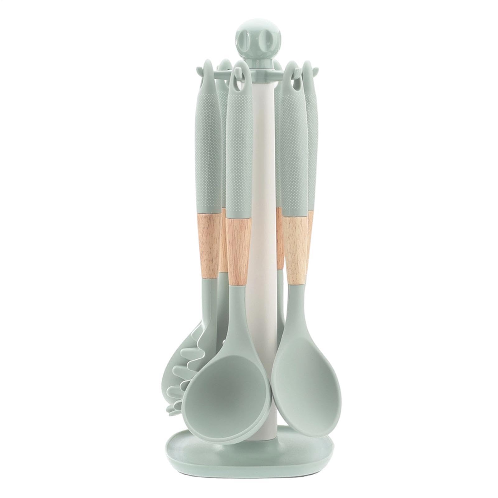 Utensili da Cucina in Silicone 7 Pezzi con Manico Lungo Resistente al | Set di Spatole e Utensili da Cucina per Pentole Antiaderenti, Raschiare, Cuocere al Forno,