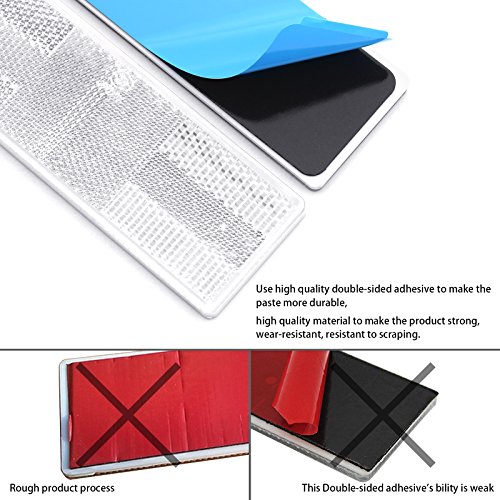 Bsk 6" White Rectangular Safety Stick-On Reflectors-12Pcs #TOP4